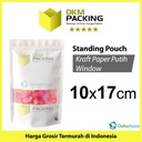 Standing Pouch 10x17cm White Kraft Window ZIPLOCK Plastik Klip Sealer