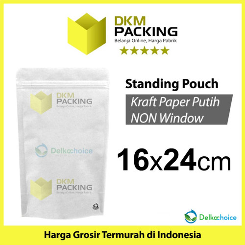 Standing Pouch 16x24 ZIPLOCK Plastik Klip White KRAFT FULL DELKOCHOICE