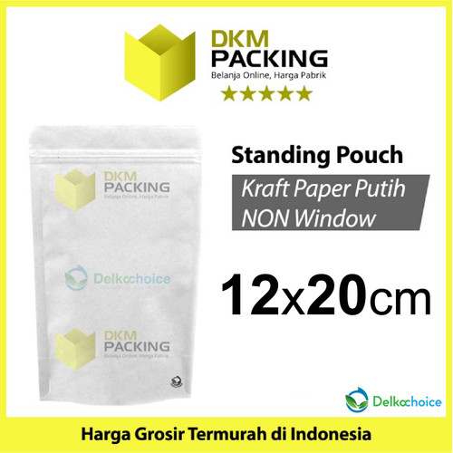 Standing Pouch 12x20 ZIPLOCK Plastik Klip White KRAFT FULL DELKOCHOICE