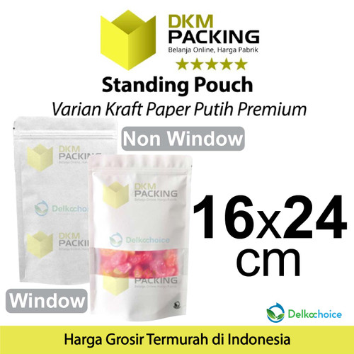 Plastik Klip White KRAFT 16x24cm Standing Pouch ZIPLOCK DELKOCHOICE