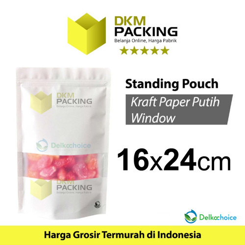 Plastik Klip White KRAFT Window 16x24cm Standing Pouch ZIPLOCK