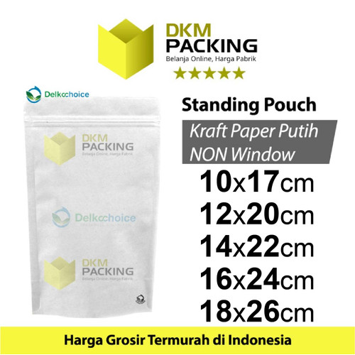 Plastik Klip White Kraft Non Window Standing Pouch ZIPLOCK DELKOCHOICE