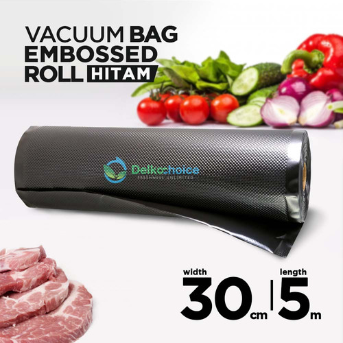 Plastik Vacuum BLACK Emboss Roll 30x500cm Vakum Embossed DELKOCHOICE