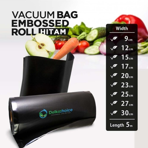 Plastik Vacuum BLACK Emboss Roll 20x500cm Vakum Embossed DELKOCHOICE