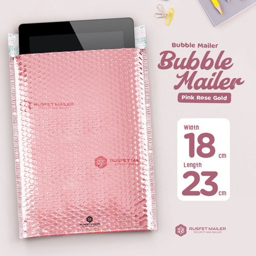 AMPLOP BUBBLE MAILER PINK ROSE GOLD 18X27 BUBBLE WRAP ENVELOPE RUSFET