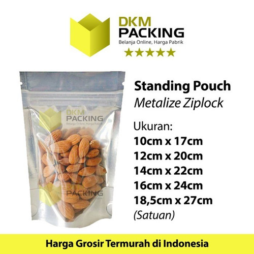 Standing Pouch 12x20cm Plastik Klip Ziplock Clear Metalize Alumunium