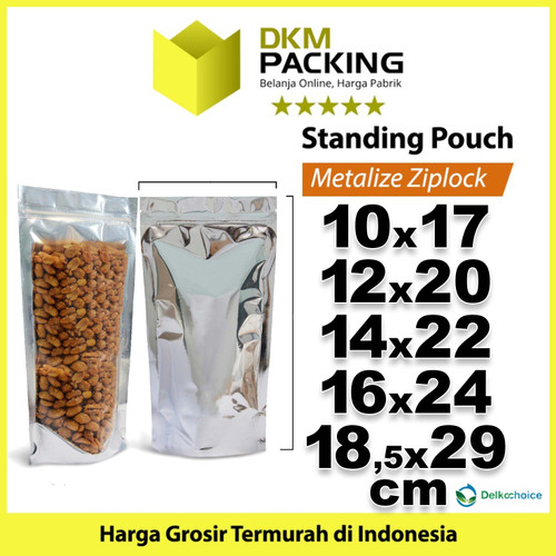 Standing Pouch 18.5x27cm Clear Metalize Alumunium Plastik Klip Ziplock