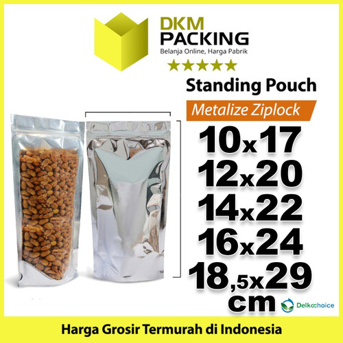 Standing Pouch 10x17cm Clear Metalize Alumunium Plastik Klip Ziplock