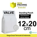 Flat Bottom VALVE 12x20cm Putih Standing Pouch Ziplock Plastik Klip