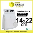 Flat Bottom VALVE 14x22cm Standing Pouch Ziplock Plastik Klip Putih