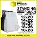 Flat Bottom with VALVE Coffee Standing Pouch Ziplock Plastik Klip Kopi