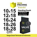 Flat Bottom with VALVE Standing Pouch Ziplock Plastik Klip Kopi Hitam