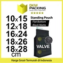 Flat Bottom VALVE Standing Pouch Ziplock Plastik Klip Kopi Hitam
