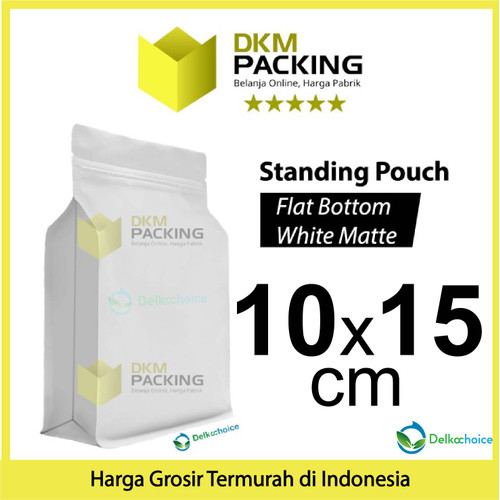 Plastik Klip Flat Bottom Putih 10x15cm Standing Pouch Ziplock Kemasan