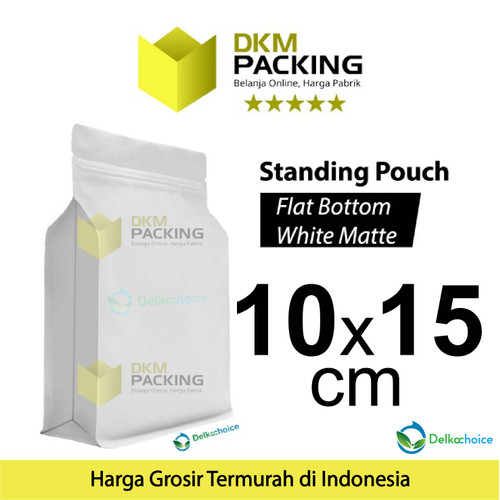 Flat Bottom Putih 10x15cm Plastik Klip Standing Pouch Ziplock Kemasan