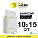 Flat Bottom Putih 10x15cm Plastik Klip Standing Pouch Ziplock Kemasan
