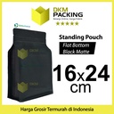 Plastik Klip Flat Bottom Hitam 16x24cm Standing Pouch Ziplock Kemasan