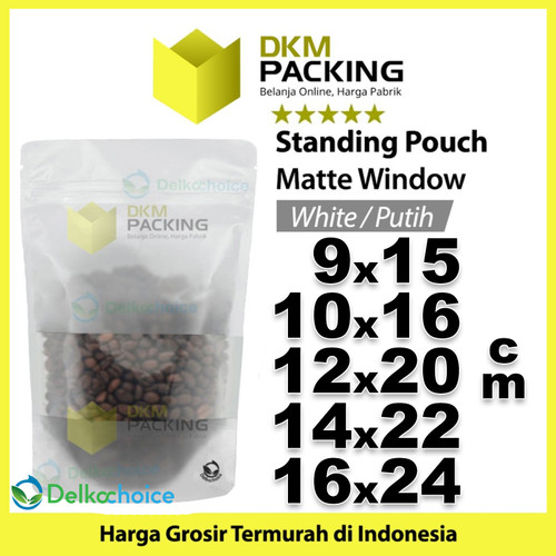 Standing Pouch 14x22cm WHITE MATTE WINDOW Plastik Kemasan Makanan