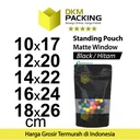Standing Pouch 16x24cm BLACK MATTE WINDOW Plastik Kemasan Makanan