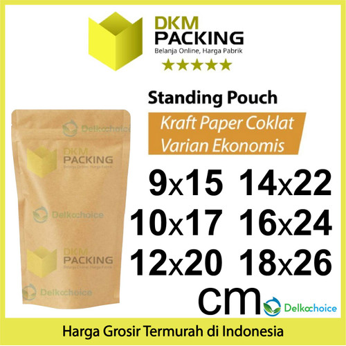 Standing Pouch 10x17cm Kraft Paper Ekonomis FULL ZIPLOCK Plastik Klip