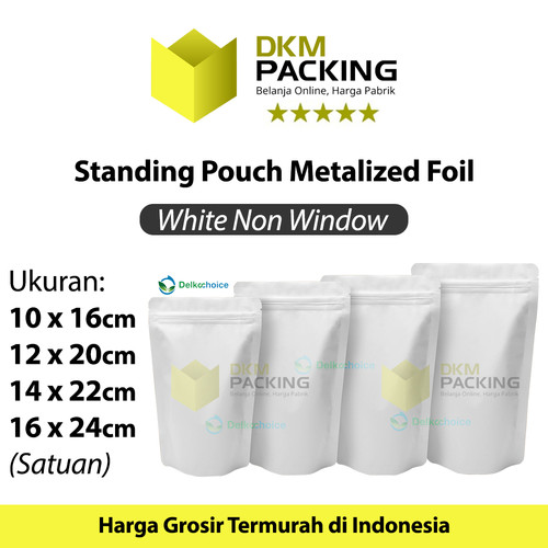 Standing Pouch Full Metalize Foil Ziplock Plastik Klip Makanan