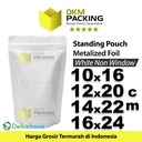 Standing Pouch 10x16cm White Full Metalize Foil Ziplock Plastik Klip