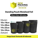 Standing Pouch 16x24cm Black Full Metalize Foil Ziplock Plastik Klip