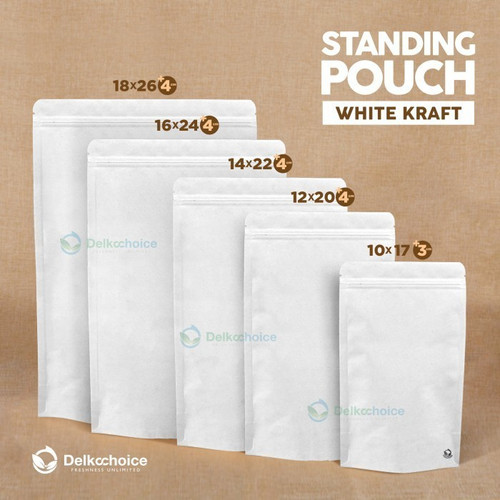 Standing Pouch 16x24 ZIPLOCK Plastik Klip White KRAFT FULL DELKOCHOICE