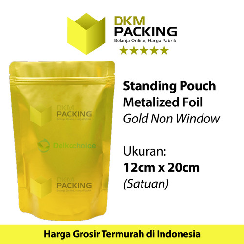 Standing Pouch 12x20cm Full Metalize Foil Ziplock Plastik Klip Makanan
