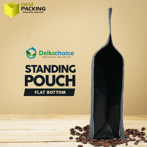 Flat Bottom Hitam Plastik Klip Standing Pouch Ziplock Kemasan Makanan