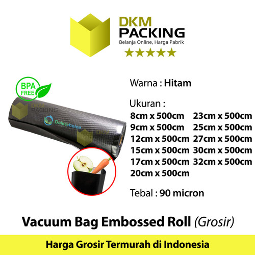 Plastik Vacuum BLACK Emboss Roll 20x500cm Vakum Embossed DELKOCHOICE