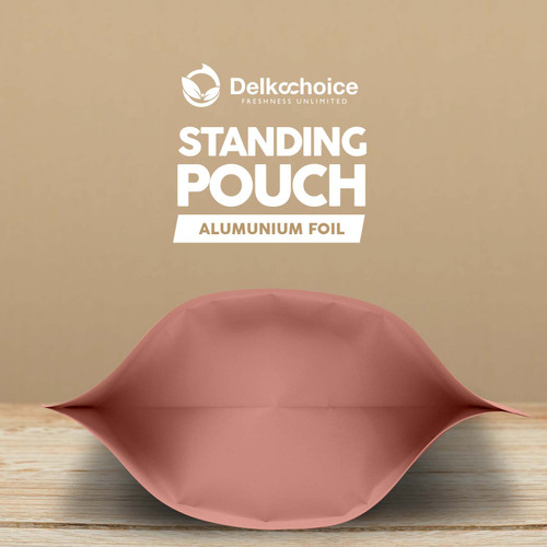 Plastik Klip 14x22cm Pink Full Metalize Foil Ziplock Standing Pouch