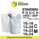 Plastik Klip 12x20cm White Full Metalize Foil Ziplock Standing Pouch