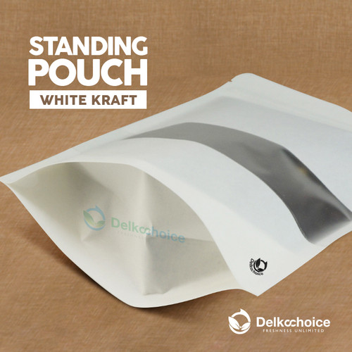 Plastik Klip WHITE KRAFT PAPER STANDING POUCH ZIPLOCK DELKOCHOICE