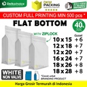 Flat Bottom Putih 12x18cm Plastik Klip Standing Pouch Ziplock Kemasan