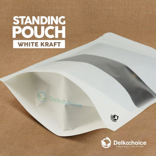 Plastik Klip White KRAFT Window 14x22cm Standing Pouch ZIPLOCK