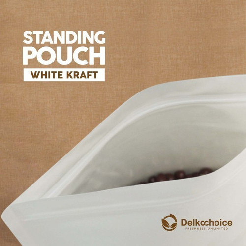 Plastik Klip White Kraft Non Window Standing Pouch ZIPLOCK DELKOCHOICE