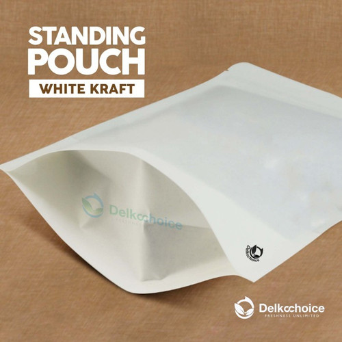 Plastik Klip White KRAFT Non Window 14x22cm Standing Pouch ZIPLOCK