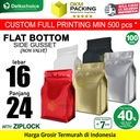 Flat Bottom 16x24cm Plastik Klip Standing Pouch Ziplock Kemasan