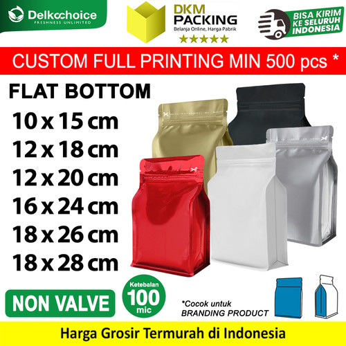 Plastik Klip Flat Bottom Standing Pouch Ziplock Kemasan Makanan