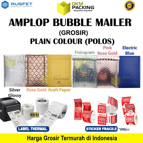 AMPLOP BUBBLE MAILER POLOS BUBBLE WRAP ENVELOPE PLAIN RUSFET TERMURAH