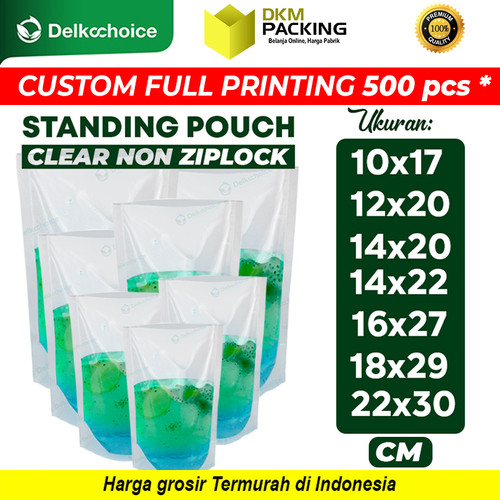 Plastik Standing Pouch Clear Bening NON Ziplock Kemasan Makanan