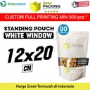 Plastik Klip 12x20 Standing Pouch Window Putih Ziplock Sealer Makanan