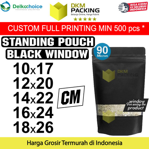 Plastik Klip Standing Pouch Black Window Ziplock Hitam Sealer Makanan