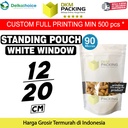 Plastik Klip 12x20 Standing Pouch Window Ziplock Putih Sealer Makanan