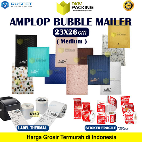 AMPLOP BUBBLE MAILER 23x26cm WRAP ENVELOPE RUSFET PREMIUM /SATUAN