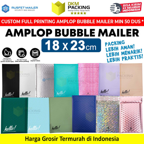 AMPLOP BUBBLE MAILER 18x23cm WRAP ENVELOPE RUSFET PREMIUM /SATUAN