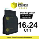 Flat Bottom Hitam 16x24cm Plastik Klip Standing Pouch Ziplock Kemasan