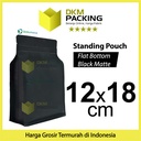 Plastik Klip Flat Bottom Hitam 12x18cm Standing Pouch Ziplock Kemasan