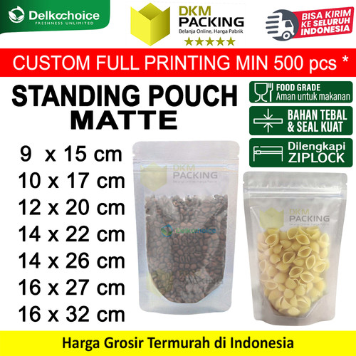 Standing Pouch Matte 16x27cm Ziplock Plastik Klip Kemasan Makanan